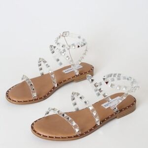 Steve Madden Travel Clear and Silver Studded Sandals